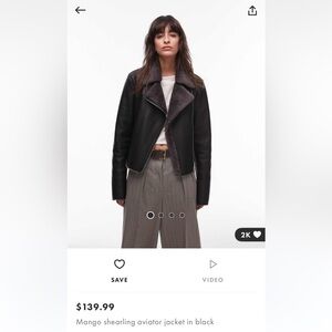 MANGO Black Faux Leather Jacket